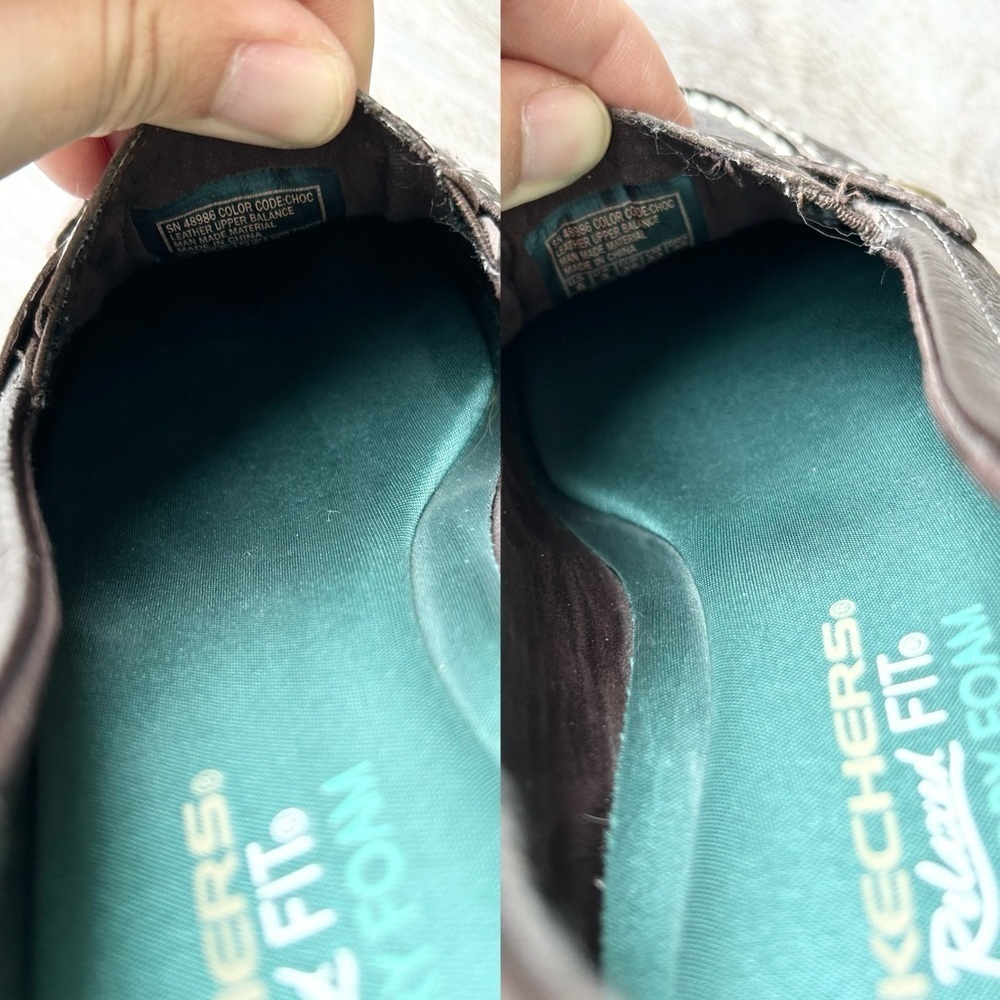 Skechers Memory Foam Brown Leather Slip On Loafer Shoes - Picture 13 of 13